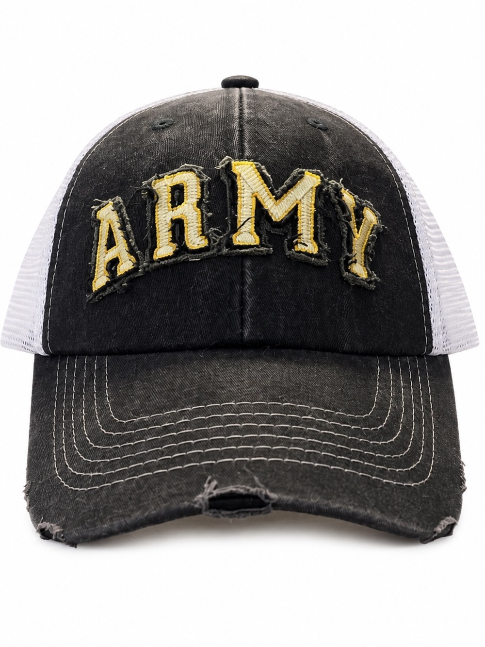 Eagle Crest Army Distressed Trucker Hat Snapback